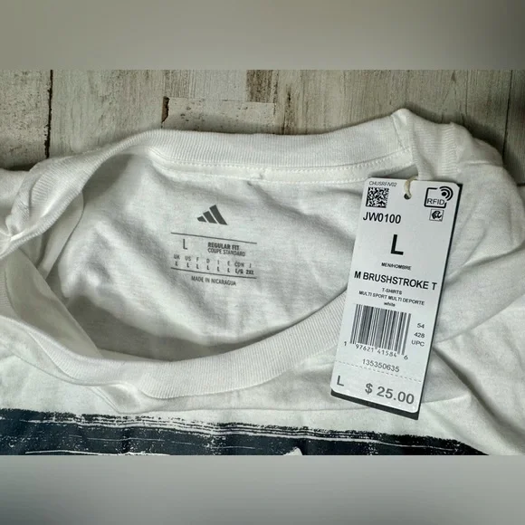 Adidas graphic T Shirt men's Large short sleeve White NWT - Picture 4 of 9